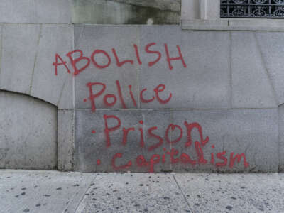 Graffiti outside the Surrogate's Court in New York City on July 2, 2020.