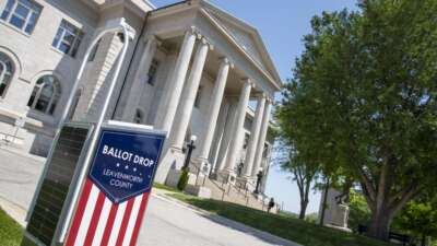 A ballot drop box outside the county courthouse in Leavenworth, Kansas.