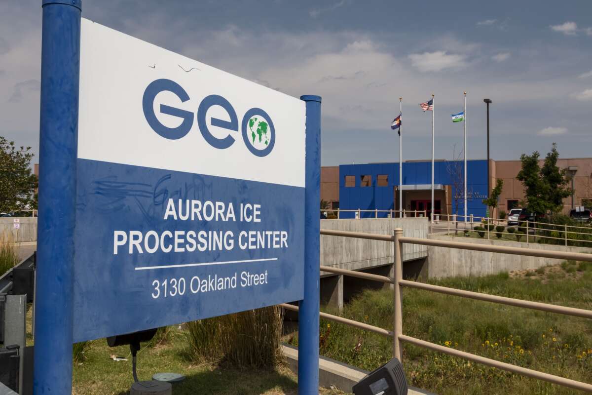 An immigrant jail operated by the privately-owned GEO Group for ICE in Aurora, Colorado, on August 14, 2018.