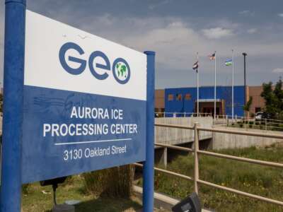 An immigrant jail operated by the privately-owned GEO Group for ICE in Aurora, Colorado, on August 14, 2018.