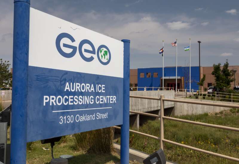 An immigrant jail operated by the privately-owned GEO Group for ICE in Aurora, Colorado, on August 14, 2018.