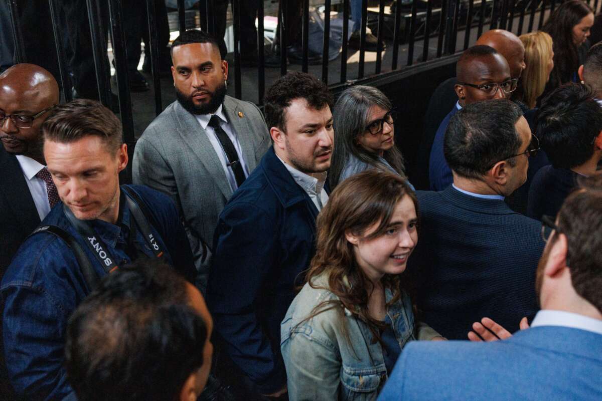 Activist and former Columbia University student Mahmoud Khalil attends a 100 Days Rally for Mayor Zohran Mamdani at the Knockdown Center in New York, NY, on April 12, 2026.