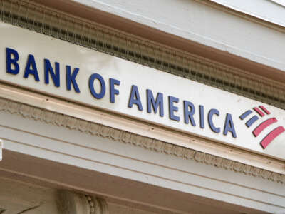 A Bank of America logo is displayed on a sign outside of a bank on June 6, 2026, in Washington, D.C.
