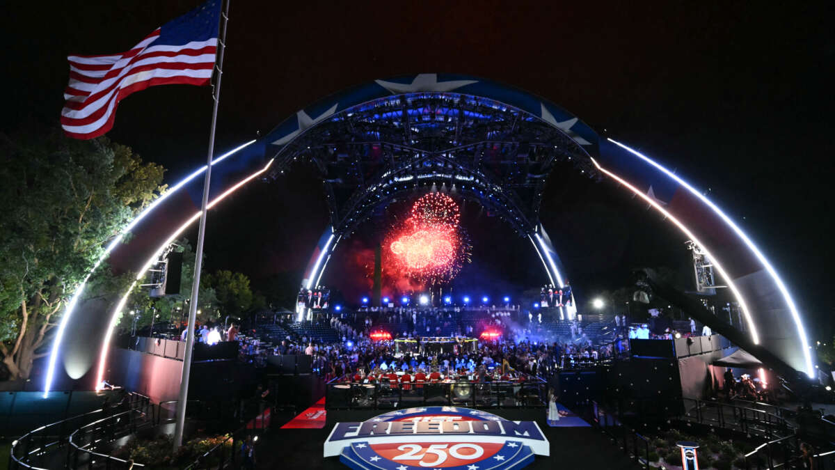 Fireworks go off during "UFC Freedom 250" mixed martial arts event on the South Lawn of the White House on June 15, 2026, in Washington, D.C.