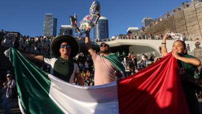 Mexico fans attend a World Cup watch party during the match between Mexico and South Korea, on June 18, 2026, in Seattle, Washington.