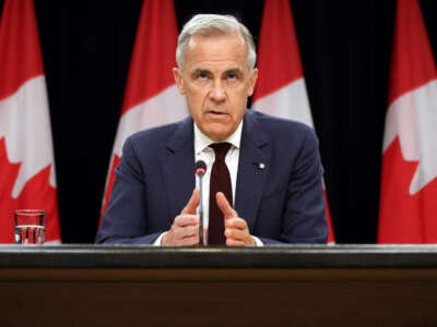 Canadian Prime Minister Mark Carney speaks during a news conference at the National Press Theatre in Ottawa, Canada, on June 25, 2026.
