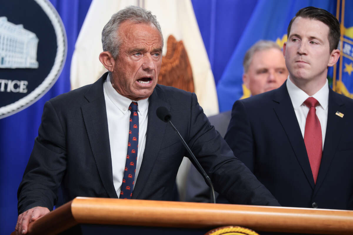 U.S. Secretary of Health and Human Services Robert F. Kennedy Jr. speaks during a news conference at the at the Robert F. Kennedy Department of Justice building on June 23, 2026, in Washington, D.C.