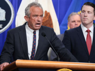 U.S. Secretary of Health and Human Services Robert F. Kennedy Jr. speaks during a news conference at the at the Robert F. Kennedy Department of Justice building on June 23, 2026, in Washington, D.C.