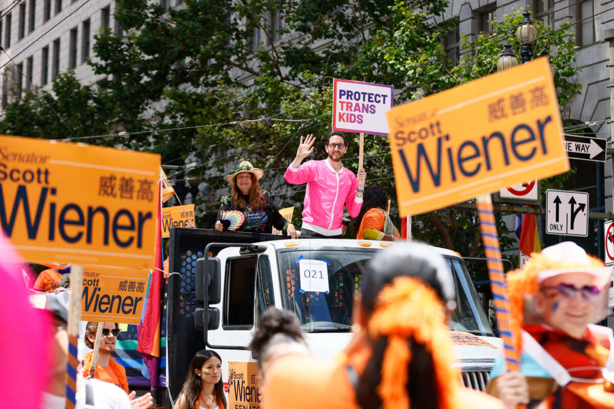 California State Senator Scott Wiener participates in the San Francisco Pride Parade and celebrations on Sunday, June 28, 2026, in San Francisco, California.
