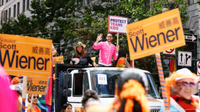 California State Senator Scott Wiener participates in the San Francisco Pride Parade and celebrations on Sunday, June 28, 2026, in San Francisco, California.
