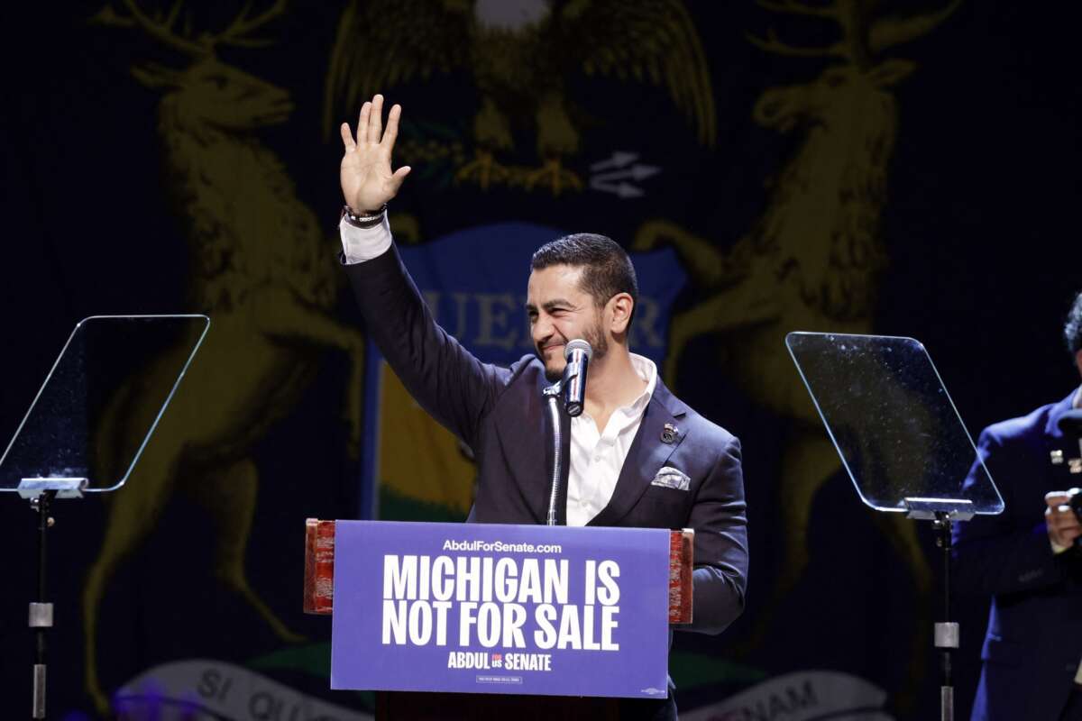 Michigan Democratic Senate candidate Abdul El-Sayed addresses supporters in Detroit, Michigan, on August 4, 2026.