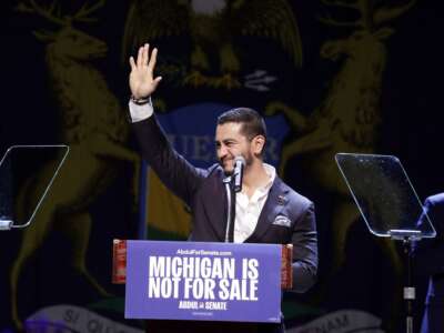 Michigan Democratic Senate candidate Abdul El-Sayed addresses supporters in Detroit, Michigan, on August 4, 2026.