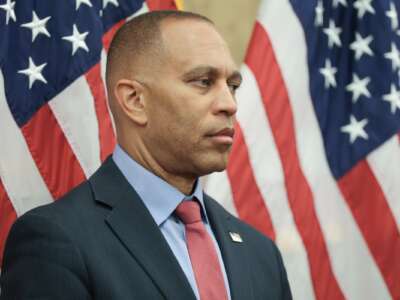 House Minority Leader Hakeem Jeffries (D-NY) attends a news conference at the U.S. Capitol on June 24, 2026 in Washington, D.C.