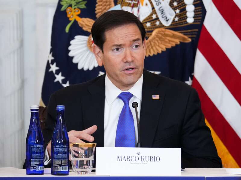 Secretary of State Marco Rubio speaks during a roundtable with U.S. President Donald Trump at the U.S. Department of State on August 07, 2026 in Washington, D.C.