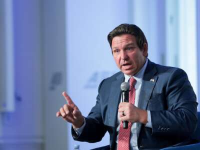 Florida Governor Ron DeSantis speaks during an event at the American Enterprise Institute for Public Policy Research headquarters on June 03, 2026 in Washington, D.C.
