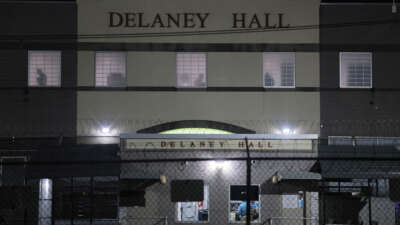 The silhouettes of detainees are seen at the Delaney Hall Immigration Detention Center on June 12, 2026, in Newark, New Jersey.
