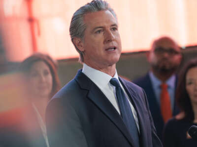 California Gov. Gavin Newsom speaks at a press conference and bill signing on July 13, 2026, in Oakland, California.