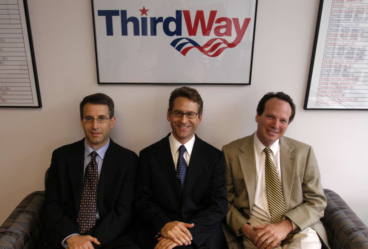 Matt Bennett, Jonathan Cowan, and Jim Kessler, three of the five co-founders of Third Way, on April 22, 2005.