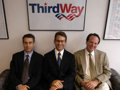 Matt Bennett, Jonathan Cowan, and Jim Kessler, three of the five co-founders of Third Way, on April 22, 2005.