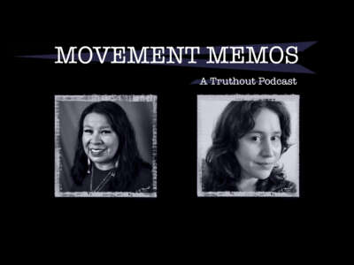 Movement Memos: A Truthout Podcast banner appears over headshots of Krystal Two Bulls and Kelly Hayes.