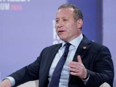 Josh Gottheimer participates in the Competing and Setting the Standards in the AI Era panel during The Hill & Valley Forum 2026 at Andrew W. Mellon Auditorium on March 24, 2026 in Washington, D.C.