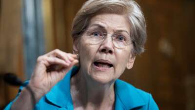 Sen. Elizabeth Warren questions U.S. Trade Representative Jamieson Greer during the Senate Finance Committee hearing titled "The President's 2026 Trade Policy Agenda," in Dirksen building on Wednesday, July 22, 2026.