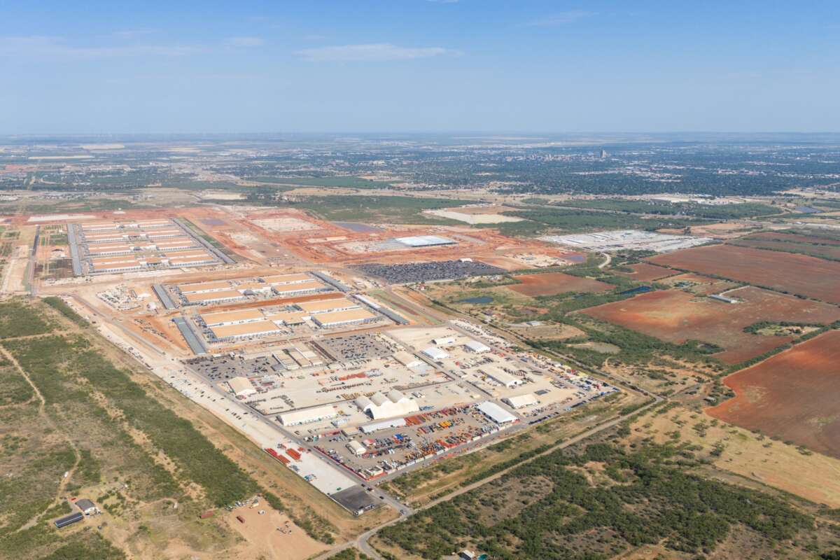 In an aerial view, the Stargate Oracle AI data center campus is seen on August 26, 2026 in Abilene, Texas.