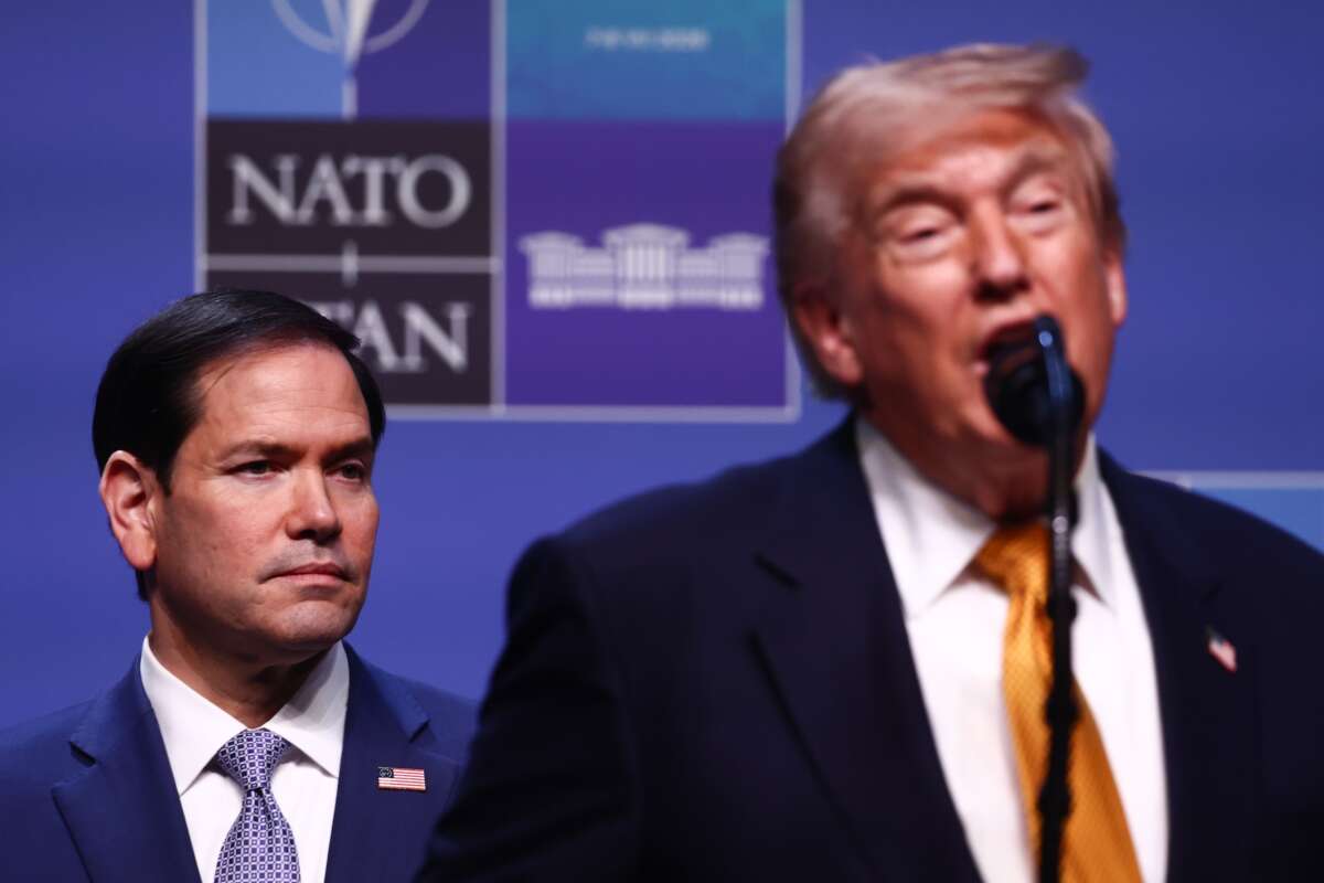 Secretary of State Marco Rubio and President Donald Trump during the press conference at the NATO Summit in Ankara, Turkey, on July 8, 2026.