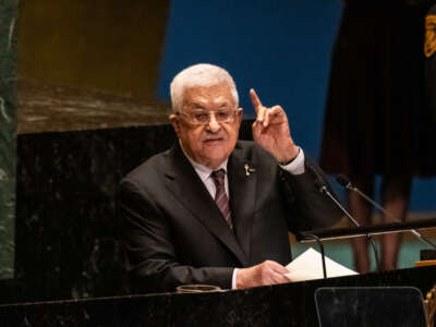 Mahmoud Abbas, president of the State of Palestine, speaks during the United Nations General Assembly (UNGA) at the United Nations headquarters on September 26, 2024, in New York City.