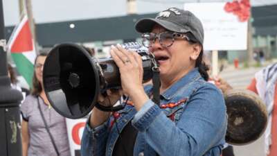Protesters rally in Detroit, Michigan, on July 26 2025, banging empty pots to protest starvation in Gaza. Rashida Tlaib, the only Palestinian American member of Congress, was near tears as she spoke about the hunger in Gaza. Tlaib has family in the West Bank.