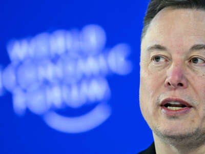 Elon Musk speaks during the World Economic Forum annual meeting in Davos, Switzerland, on January 22, 2026.