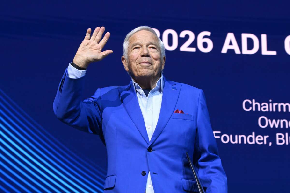 Megabillionaire AIPAC donor Robert Kraft speaks onstage during the ADL Never Is Now Summit at the Jacob K. Javits Convention Center on March 17, 2026, in New York City.