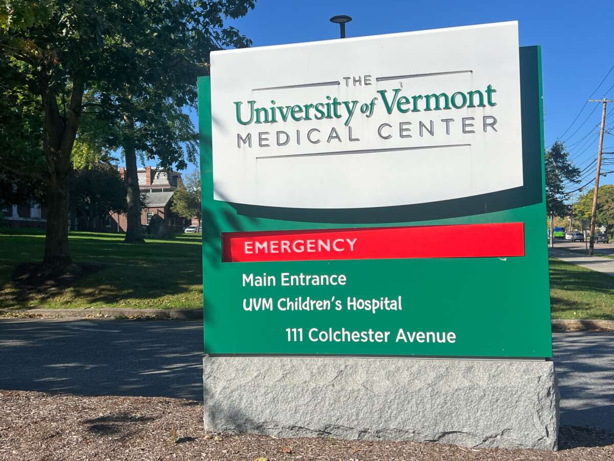 A sign for the University of Vermont Medical Center, in Burlington, Vermont, as seen on September 30, 2025.