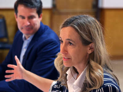 New Jersey Gov. Mikie Sherrill speaks during a roundtable discussion about veterans issues in Arlington, Massachusetts, on August 19, 2026.