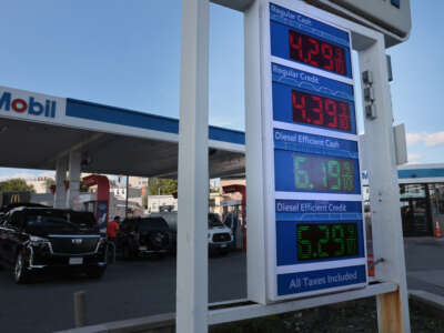 Gas prices are displayed at a Brooklyn gas station on September 4, 2026, in New York City. As millions of Americans take to the road for Labor Day weekend, gas prices continue to rise.