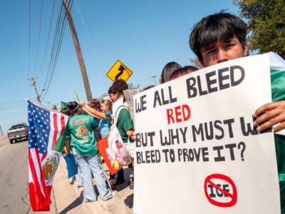 High school students protest outside of the Pflugerville Police Department in Pflugerville, Texas, on September 22, 2026, in response to the ICE shooting of Wilber Rafael Garces Perez.