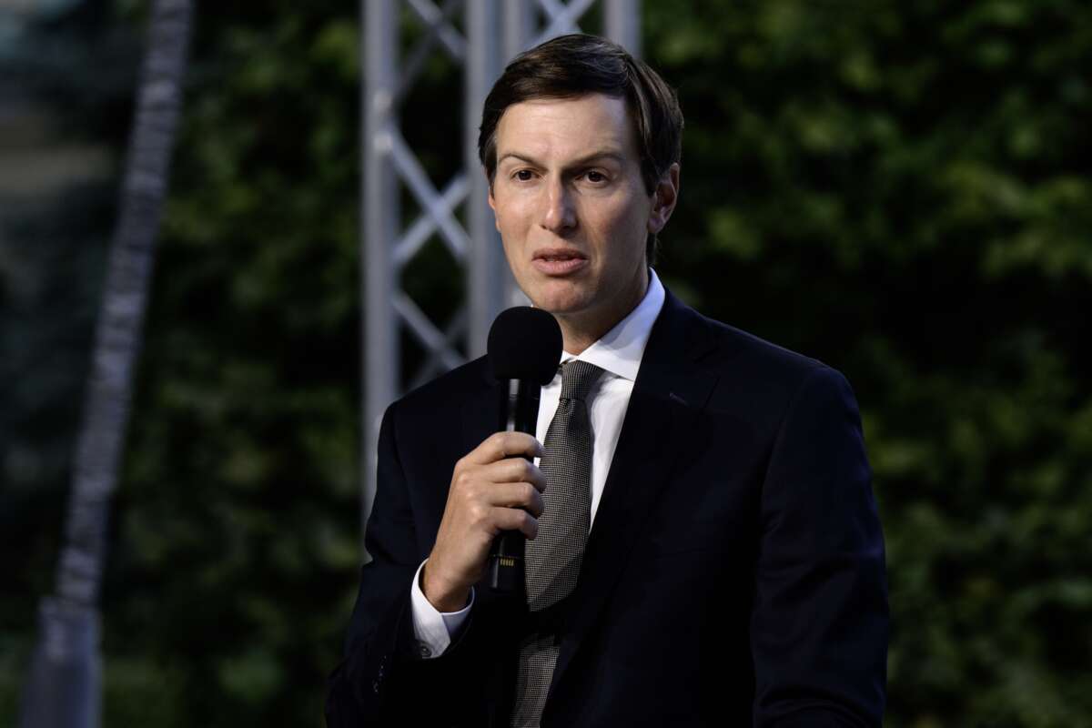 Jared Kushner speaks during a joint press conference with Ukrainian President Volodymyr Zelensky and U.S. President's Special Envoy Steve Witkoff in Kyiv, Ukraine, on September 6, 2026.