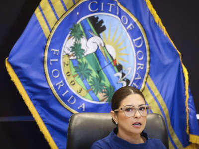Doral Mayor Christi Fraga speaks during a City Council meeting on April 16, 2025, at the City of Doral Government Center in downtown Doral, Florida.
