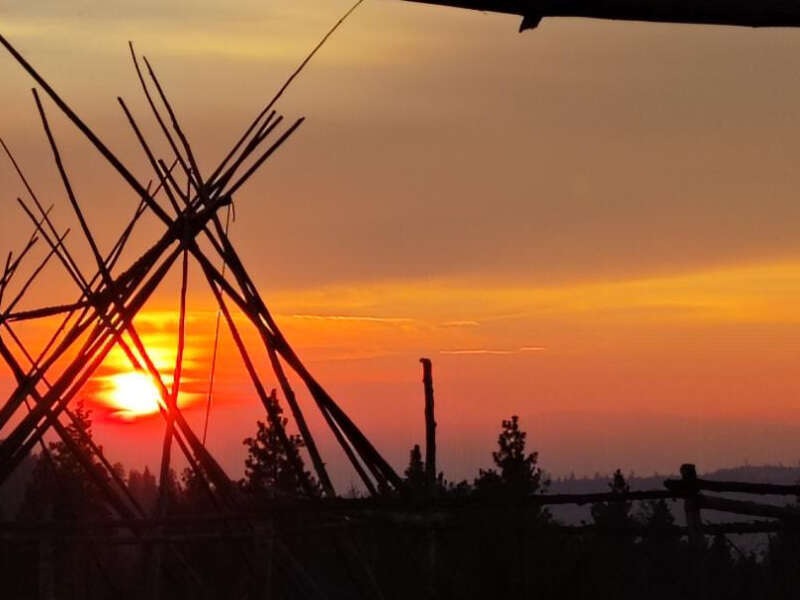 The sun sets over the Warm Springs Reservation amid the smoke from the Bench Fire.