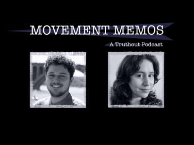 Movement Memos: A Truthout Podcast banner sits above headshots of Saul Levin and Kelly Hayes.