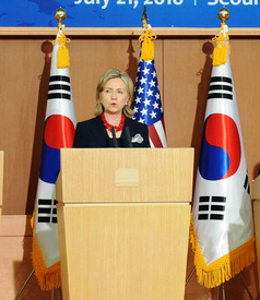 North Korea Warns of "Physical Response" to US-South Korea War Games; Clinton Shrugs