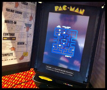 Sequoia touch-screen voting machine hacked to play Pac-Man.