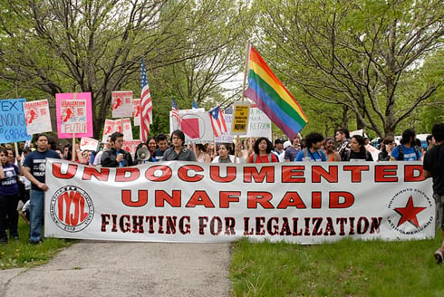 Protesters in Chicago for Nation March for Immigration Reform on International Workers Day