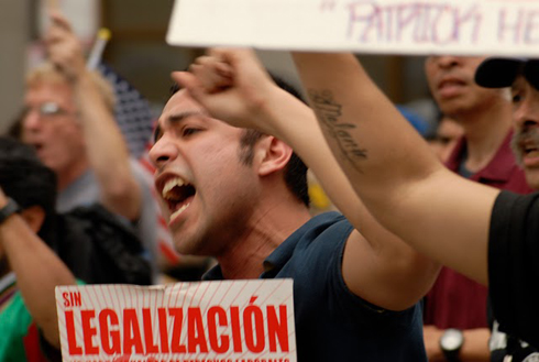 Protesters in Chicago for Nation March for Immigration Reform on International Workers Day