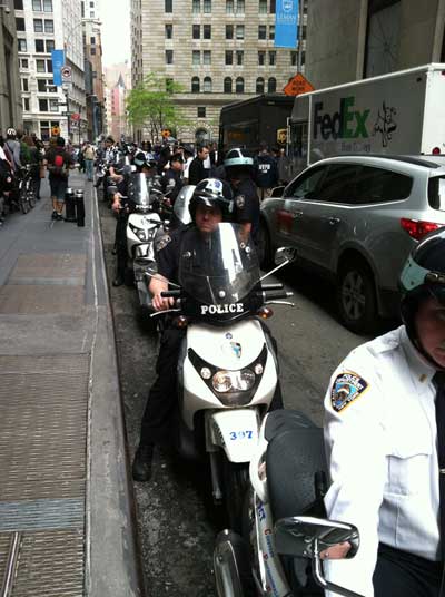 New York police watching protesters