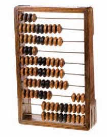 Abacus, beaded manual counting device invented by ancient Sumerians to screw customers out of a fair price.