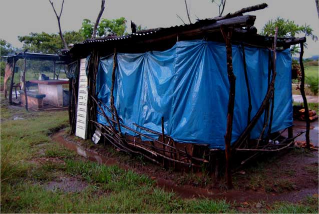 A living unit within the makeshift tent city, located in Jaltenango. After Hurricane Matthew in 2010, the Mexican government convinced some families to give up their land in exchange for a free title to a house. They’ve been living here since, waiting for the SRC to be completed. (Photo: Jennifer Coute-Marotta)
