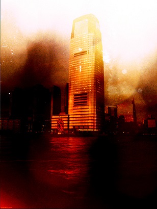 Goldman Sachs tower in red. (Image: <a href=