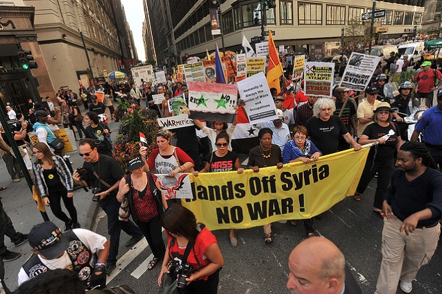 NO US BOMBING OF SYRIA / Hands Off Syria / No War - Protest march from Times Square to Union Square, Manhattan NYC, September 7, 2013. (Photo: <a href=