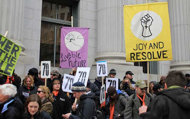 A protest in support of Tim DeChristopher, Bidder 70, in February, 2011.